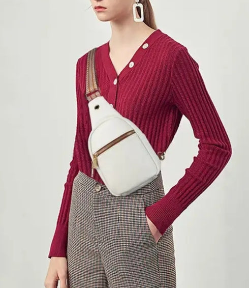 Unisex Trendy Crossbody Fashion Shoulder Sling Bag / Backpack  Bone White